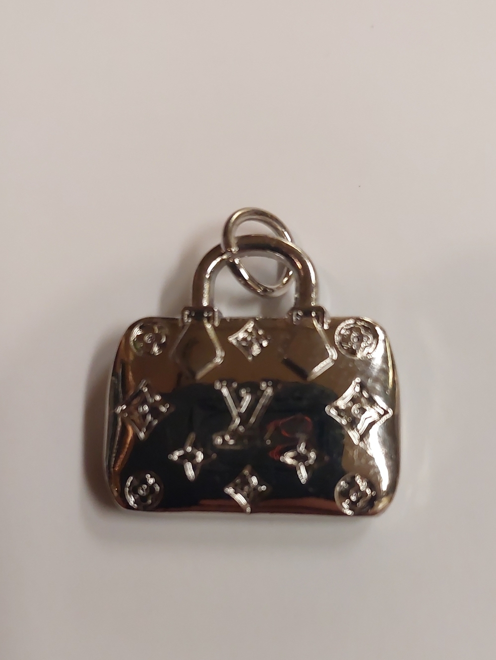 LV Silver Monogram Handbag Charm Pendant
